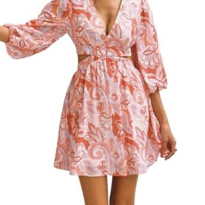 Tropical floral off-the-shoulder short dress